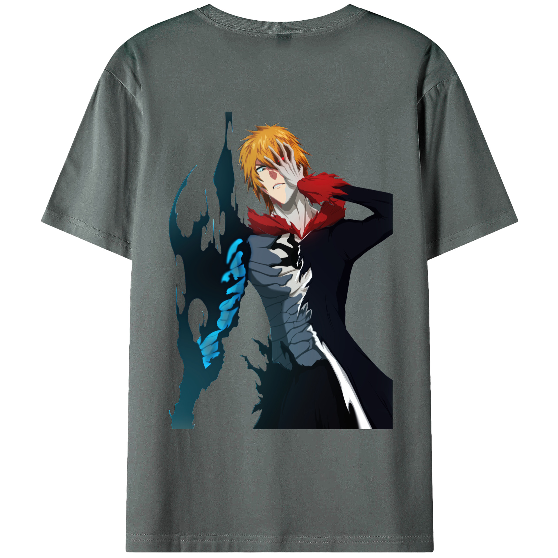（画像用） ブリーチ 黒崎一護（くろさき いちご）BLEACH Kurosaki Ichigo 綿100％ メンズ半袖Tシャツ（バックプリント） 通気性